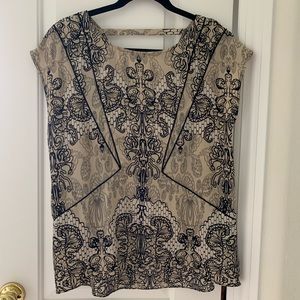 Silk lace print top
